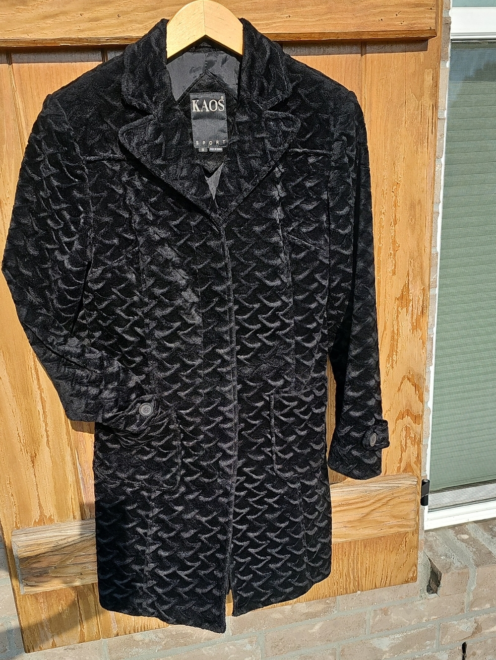 KAOS Black Textured Velvet Coat